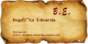 Bogáts Edvarda névjegykártya